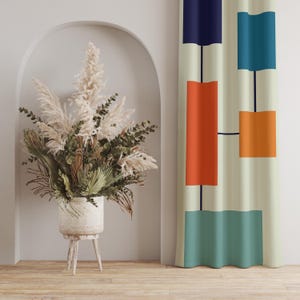 Mid-Century Modern Curtain Panels, Abstract Art Curtain, Colorful Geometric Drapery, 70s Inspired Drapes, Retro Inspired Curtains