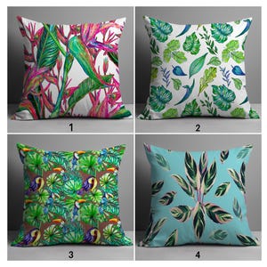 Tropical Monstera Pillow Covers, Jungle Inspired Throw Pillow Covers, Exotic Floral Pillow Case, Bold Tropical Pattern Pillow Cases