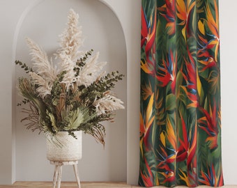 トロピカルフラワーカーテン、ボタニカルフローラルカーテン