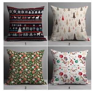 Vintage Christmas Pillow Covers, Rustic Christmas Pillow Cover, Holly Pine Tree Pillow Cover,  Modern Vintage Xmas Pillow Cover, Home Decor