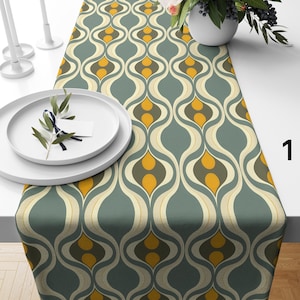 Mid-Century Modern Table Runner, Groovy Retro Tablecloth, Abstract Organic Table Runners, 70s Inspired Runners, Retro Table Clothes