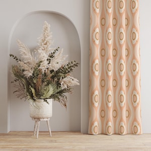 Pastel Floral Curtain Panels, Mid-Century Modern Geometric Curtains, Colorful Abstract Art Curtains, Retro Geometric Window Drapes