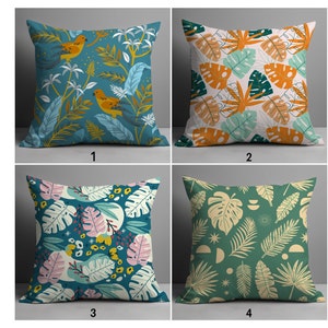 Tropical Floral Pillow Covers, Tropical Leaf Cushion Covers, Bohemian Palm Leaf Pillow Cover, Monstera Leaves Throw Pillow Case, Home Decor