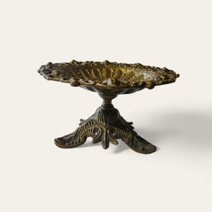 Brass Compote,  Vintage Brass Home Decor,  French Country Home Accent,  Pedestal Brass Decor, Change Dish, Key Holder, Entryway Decor