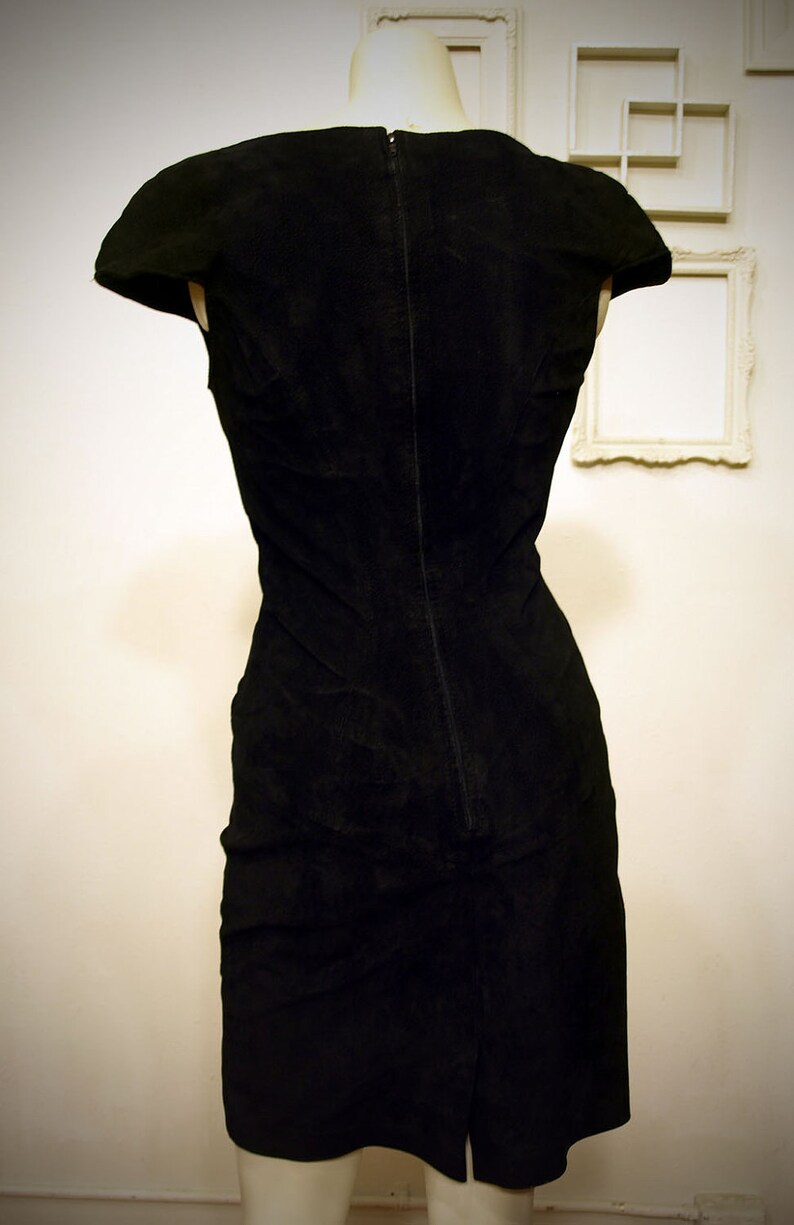 Mini Suede Leather Little Black Dress xs image 4