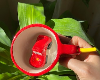 Cars McQueen Ceramic Mug Handmade