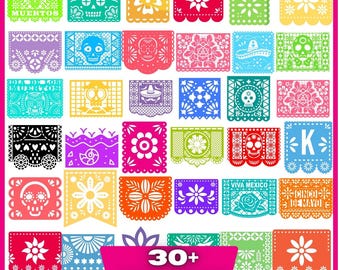 Pakiet Papel Picado SVG, meksykański baner Fiesta, Papel Picado clipart, baner Papel Picado, baner Fiesta, pliki Cricut, natychmiastowe pobieranie,