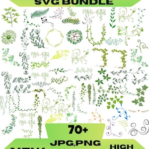 Vine Silhouette SVG Bundle, Leaf Vector Graphics (Digital SVG)