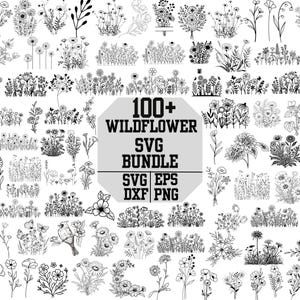100+Wildflower SVG Bundle,Flower Meadow Svg,Floral svg Bundle,Minimalist Flower Bouquet,flower sketch svg,Botanical clipart,Instant Download