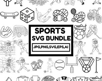 Sports Doodle SVG Bundle: Clipart, Game Day Illustrations (PNG, SVG)