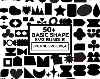 Paquete SVG de formas básicas: imágenes prediseñadas geométricas, etiquetas y pancartas (descarga digital)