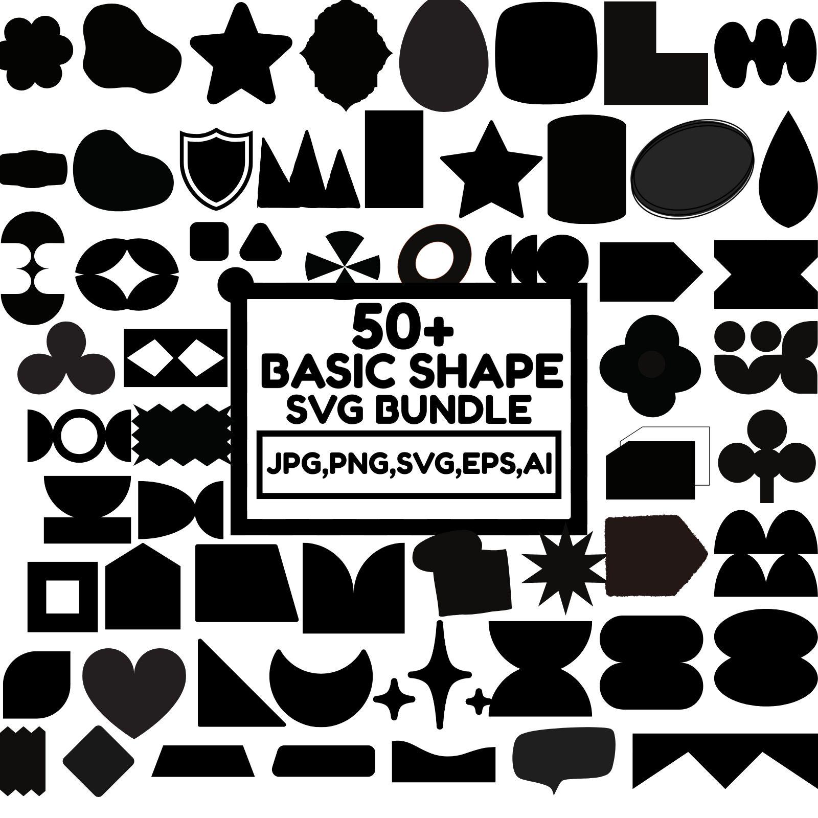 Basic Shape SVG Bundle: Geometric Clipart, Tags, Banners (digital ...