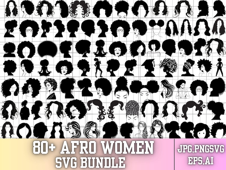 Afro Woman SVG Bundle,Afro Girl Svg,Black Woman Silhouette,Afro Hair Svg,Curly Hair Svg,African American Svg,Afro Woman Cut File For Circut
Black Woman SVG Bundle, 200 Afro Woman PNG, Melanin Queen Clipart, African American Beauty Digital Art, Feminine Cricut Cut Files,Afro Woman SVG Bundle, Afro Woman SVG, Afro Girl Svg, Afro Queen Svg, Afro Lady Svg, Curly Hair Svg, Black Woman, African American Svg