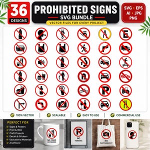 Paquete de señales de prohibición svg, conjunto de señales de peligro y advertencia SVG, señal de prohibido el móvil svg, señal de prohibido tocar, señal de prohibido mascotas, letreros de prohibido, señal de prohibido portar armas svg,