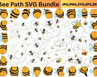 Flying Honey Bee SVG Bundle, Bee Trail Clipart (Digital Download)