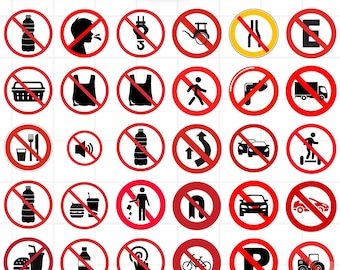 Paquete de señales de prohibición svg, conjunto de señales de peligro y advertencia SVG, señal de prohibido el móvil svg, señal de prohibido tocar, señal de prohibido mascotas, letreros de prohibido, señal de prohibido portar armas svg,