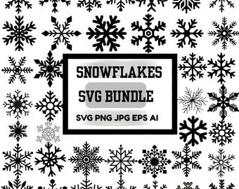 Paquete SVG de copos de nieve, archivos de corte navideños de invierno (png, jpg, eps, ai)