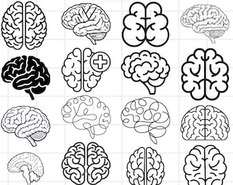 Human Brain SVG Bundle, Clipart, Silhouette, Vector (Digital Download)
