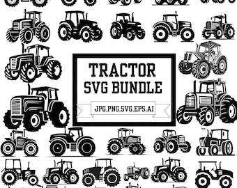 Paquete SVG de tractor: imágenes prediseñadas de granja, archivos de corte de silueta (digitales)