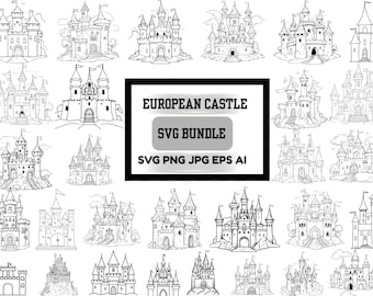 Imágenes prediseñadas de castillo europeo: paquete SVG de palacio de cuento de hadas