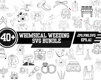 Whimsical Wedding SVG Clipart Bundle: Floral Doodles (Digital Download