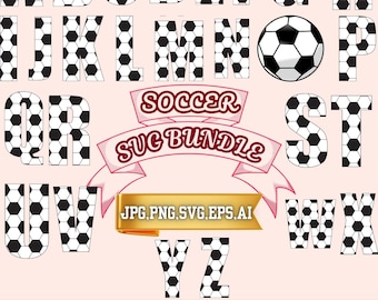 Soccer Font SVG: Sports Alphabet & Numbers Clipart (Digital Download)