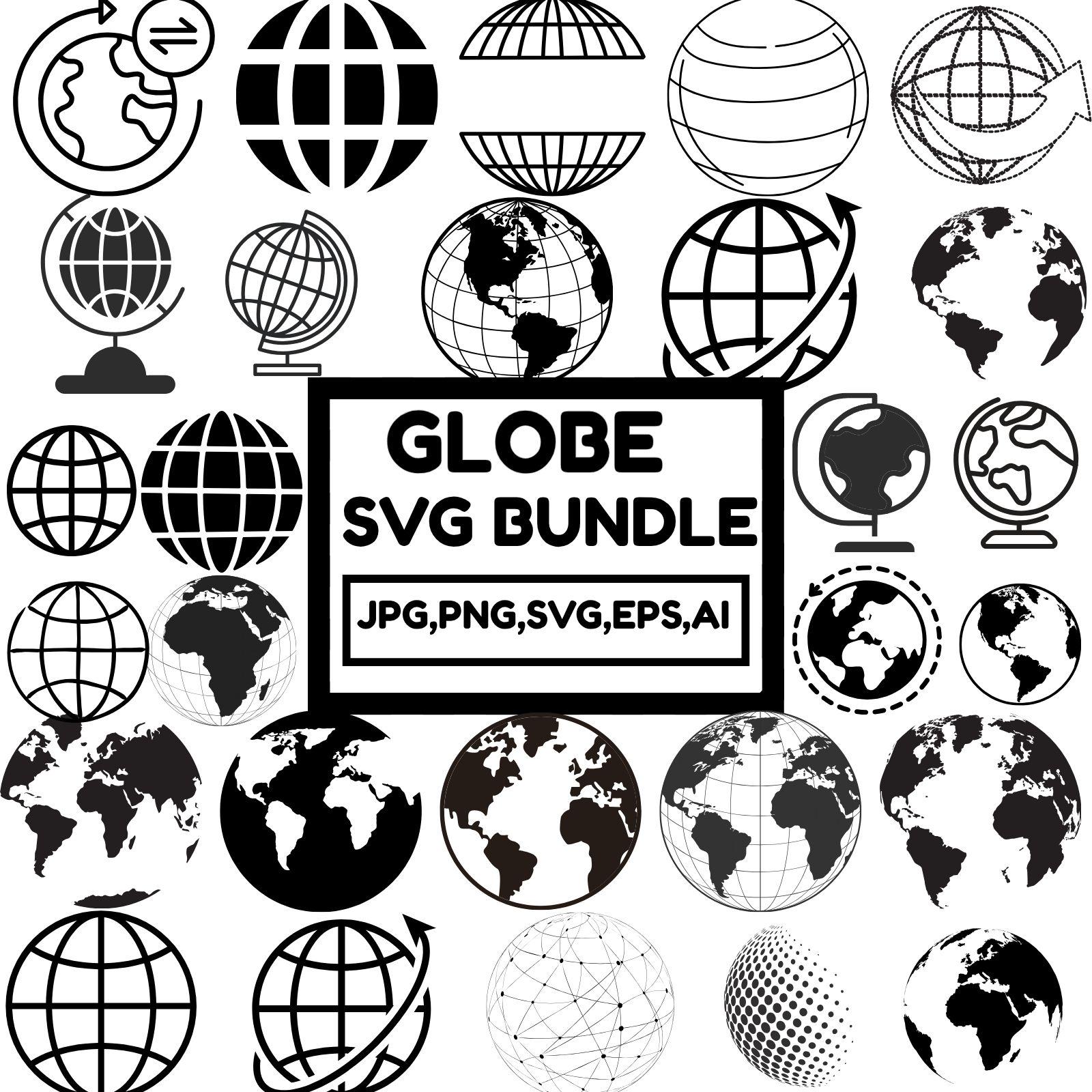 Globe SVG Bundle: World Map Clipart for Cricut (PNG, AI) - Etsy