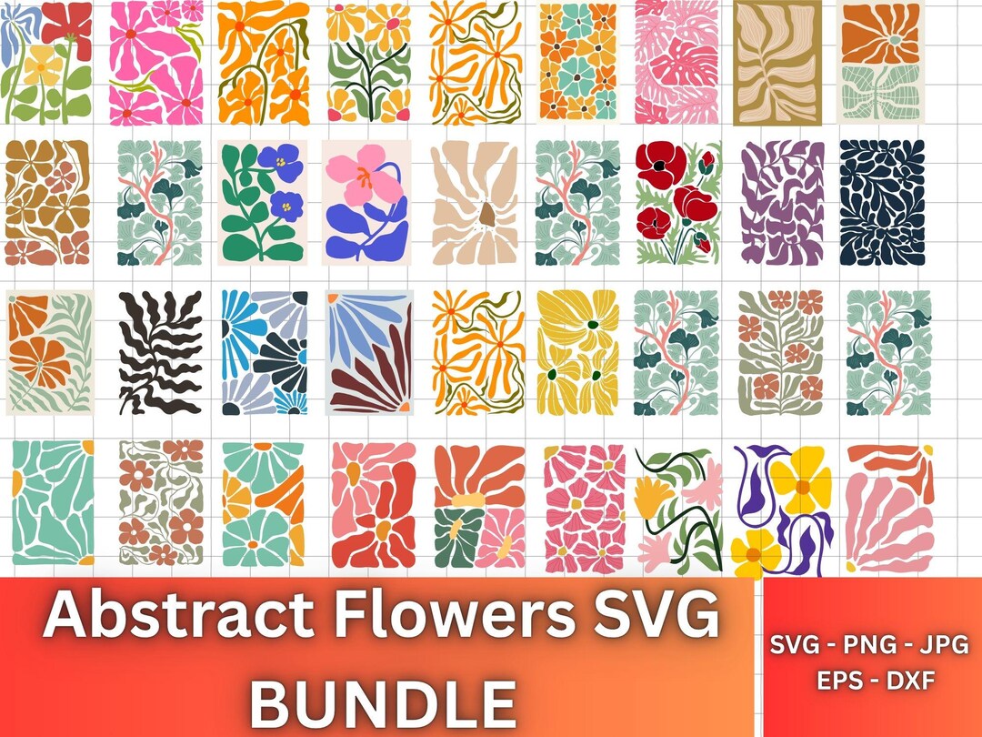 Abstract Flowers Svg and Png Bundle,floral Png,boho Floral Png Svg ...