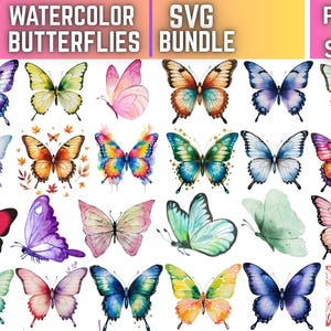 Watercolor Butterflies Clipart,Watercolor Butterfly PNG,Botanical Butterfly,Floral Butterfly Clipart, Colorful Butterflies Png Bundle