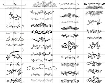 Paquete SVG de divisores florales, bordes decorativos y elementos de texto para bodas (descarga digital)