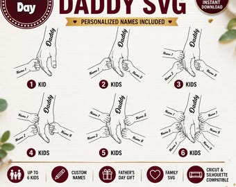 SVG de manos familiares, imágenes prediseñadas del Día del Padre, manos familiares con corazón de amor, plotter de manos con corazón, paquete personalizado de SVG y PNG de manos de papá y abuelo