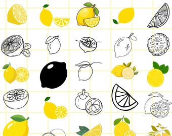 Paquete de archivos SVG de limón, imágenes prediseñadas de limonada, archivo de corte de frutas (descarga instantánea)