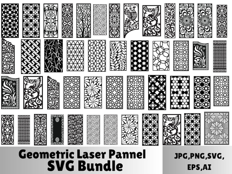 Geometric Laser Cut Panel SVG Bundle, Decorative Stencil (digital ...