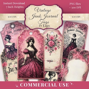 Vintage Tags Digital Bundle | Junk Journal Supplies | Scrapbooking Ephemera | Scrapbooking Printables  | FaeryTale Paper Quill