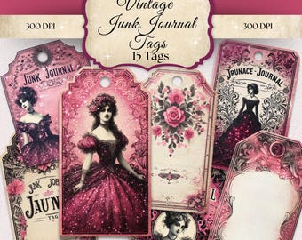 Vintage Tags Digital Bundle | Junk Journal Supplies | Scrapbooking Ephemera | Scrapbooking Printables  | FaeryTale Paper Quill