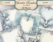 Reindeer Journal Paper | Winter Lined Scrapbook Paper (Digital Download)