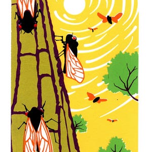 5 Color Summer Nature Scene 4X6 Screenprint Card