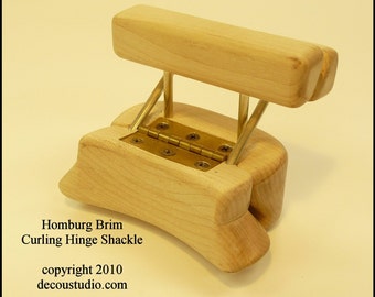 Built-To-Order, Hat Making Tool, Homburg Brim, Hinged Brim Curling Shackle, with hinged Moving Shackle, Hamburg