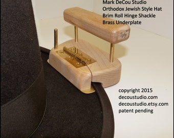 Built-To-Order, Bowler Pencil Jewish Orthodox Style Brim Rolling Curling System, 2-Piece Set, Hinged Shackle and Groove Tolliker