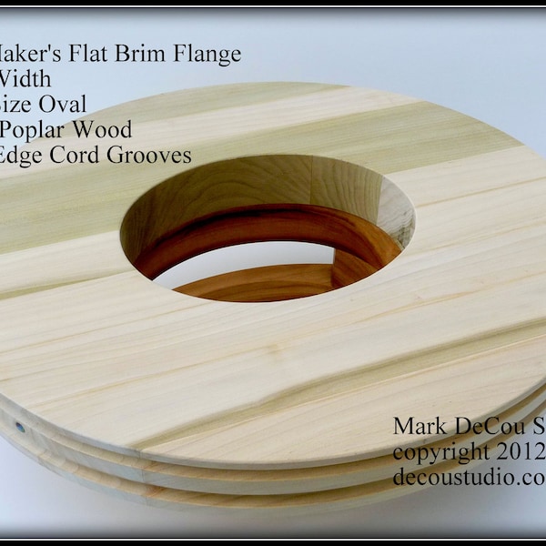 Built-to-Order, Hat Making Millinery Flat Brim Ironing Flange, Any Size, Any Oval Shape, Any Flange Width, Solid Poplar Wood