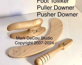 Built-To-Order, Hat Making Three (3) Piece Hand Tool Kit, Pusher (Runner) Downer, Foot Tolliker, Puller Downer, Light Colored Wood