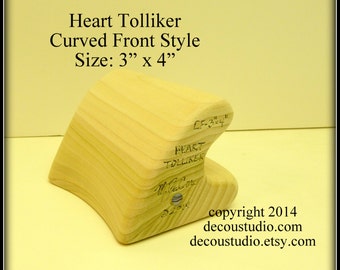 Built-to-Order, Hat Making Tool HEART (3&quot; x 4&quot;) Curved Front Style Foot Tolliker Iron Press New Millinery Brim Shaping Ironing Tool