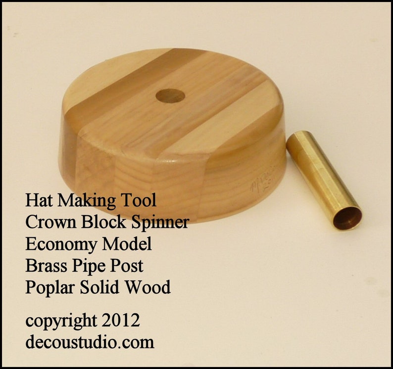 Built-to-Order, Hat Maker's Tool Block Spinner Stand Millinery Brass Center Post Solid Poplar Wood image 2