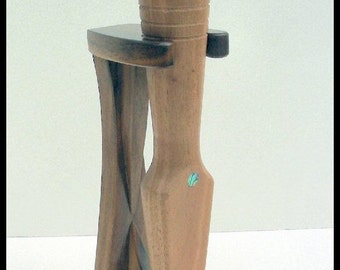 Built-To-Order, Hat Making Tool Pusher Downer Runner Downer Black Walnut wood Abalone Shell Inlay Hand Lathe Turned item