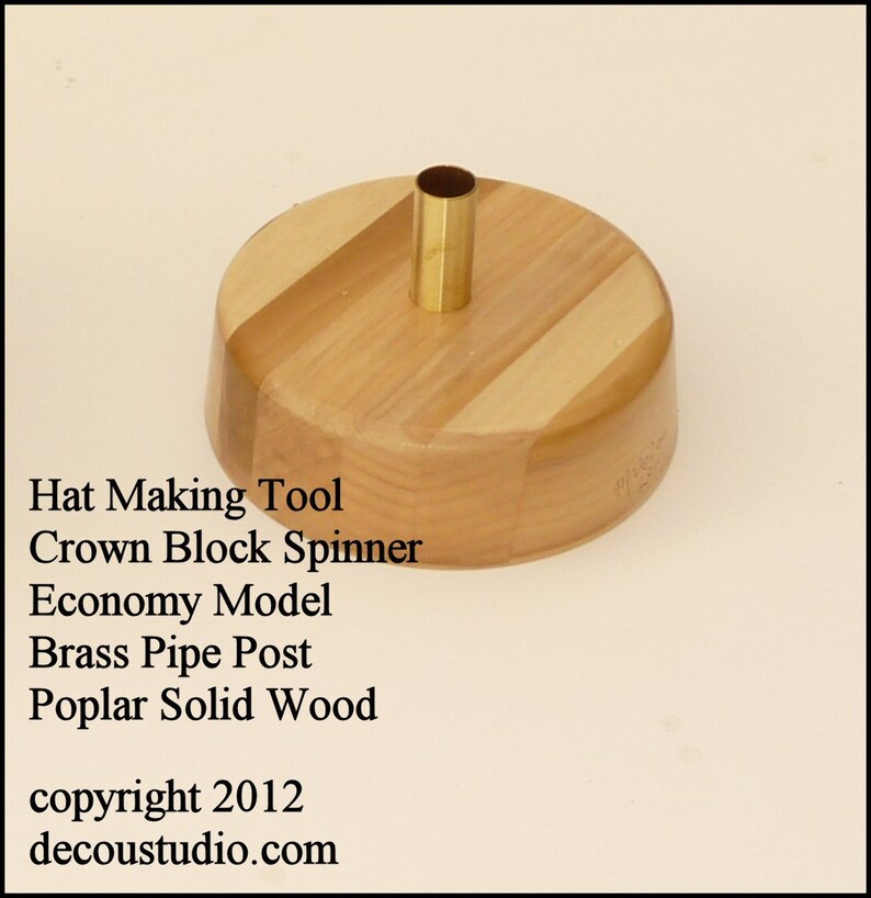 Built-to-Order, Hat Maker's Tool Block Spinner Stand Millinery Brass Center Post Solid Poplar Wood image 3