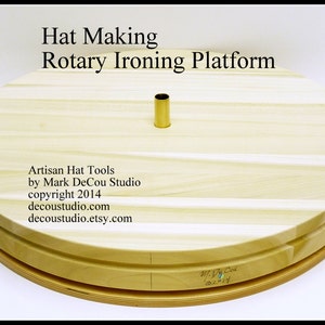 Built-to-Order, Hat Making Millinery Rotary Table Flat Brim Ironing, Solid Poplar Wood, Brass Center Post, Specify Diameter you want