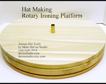 Built-to-Order, Hat Making Millinery Rotary Table Flat Brim Ironing, Solid Poplar Wood, Brass Center Post, Specify Diameter you want