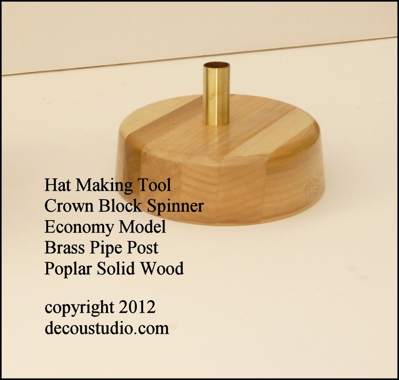 Built-to-Order, Hat Maker's Tool Block Spinner Stand Millinery Brass Center Post Solid Poplar Wood image 1