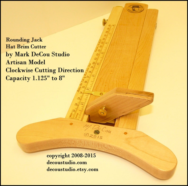 Built-to-Order, Hat Making Tool, Rounding Jack, Artisan Model, Brim Cutter, CLOCKWISE cutter, Maple Wood image 1