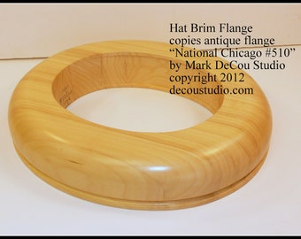 Built-to-Order, Hat Making Brim Flange copy of National Chicago No. 510, Any SIZE Any WIDTH, Any OVAL Shape Millinery, Solid Poplar Wood